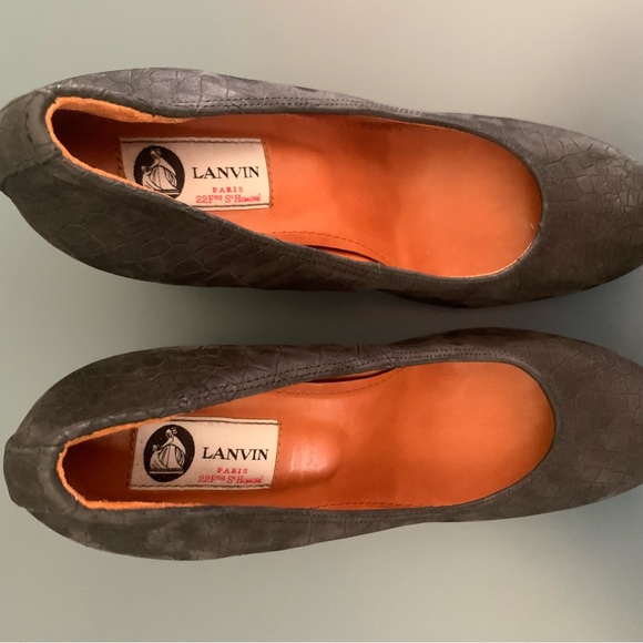 Lanvin Croc-Embossed Ballerina Wedge Pump - Black - Size 8.5 - Picture 3 of 6